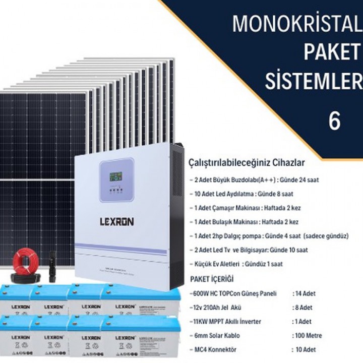 MONOKRİSTALLİ BÜYÜK EV PAKETİ (PAKET 6)